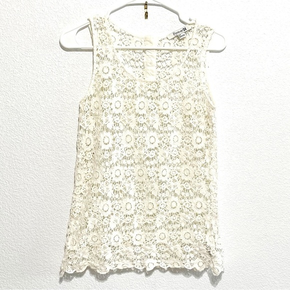 Forever 21 Woman White Lace Top Sleeveless Tank Top Size S/P - Picture 1 of 10